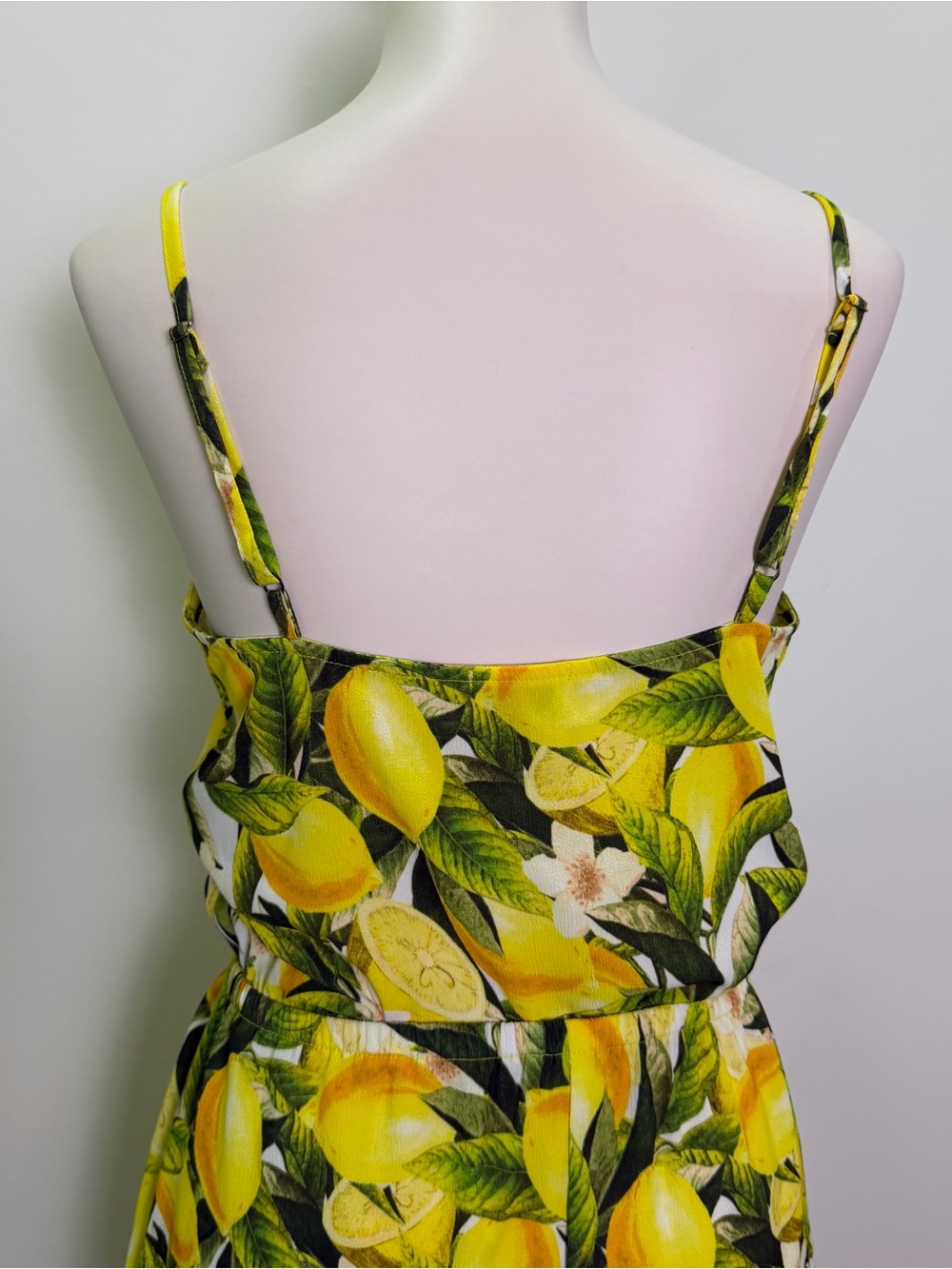 Show Me Your Mumu Size S Lemon Print Spaghetti Strap Romper - Yellow Green - Picture 4 of 7